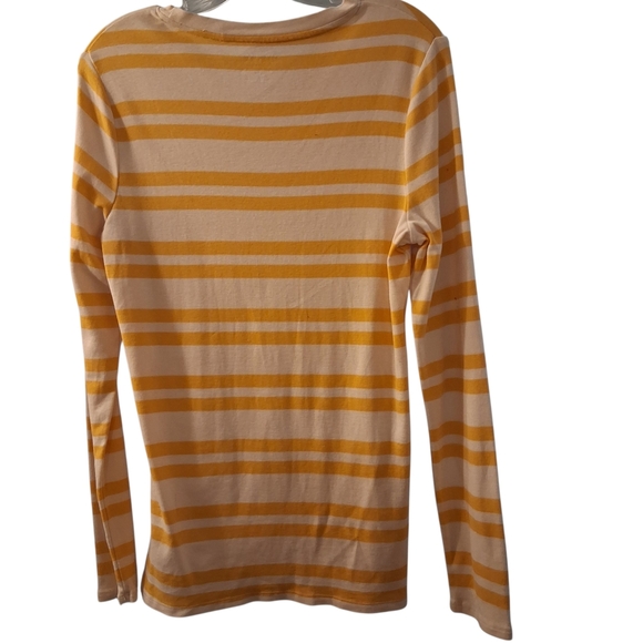 SALE EUC Womens Merona size XL long sleeve yellow and white striped T-shirt. - Picture 3 of 11